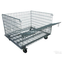Folded Wheeled Cart/ Storage Cage/Wheeled Wire Mesh Container